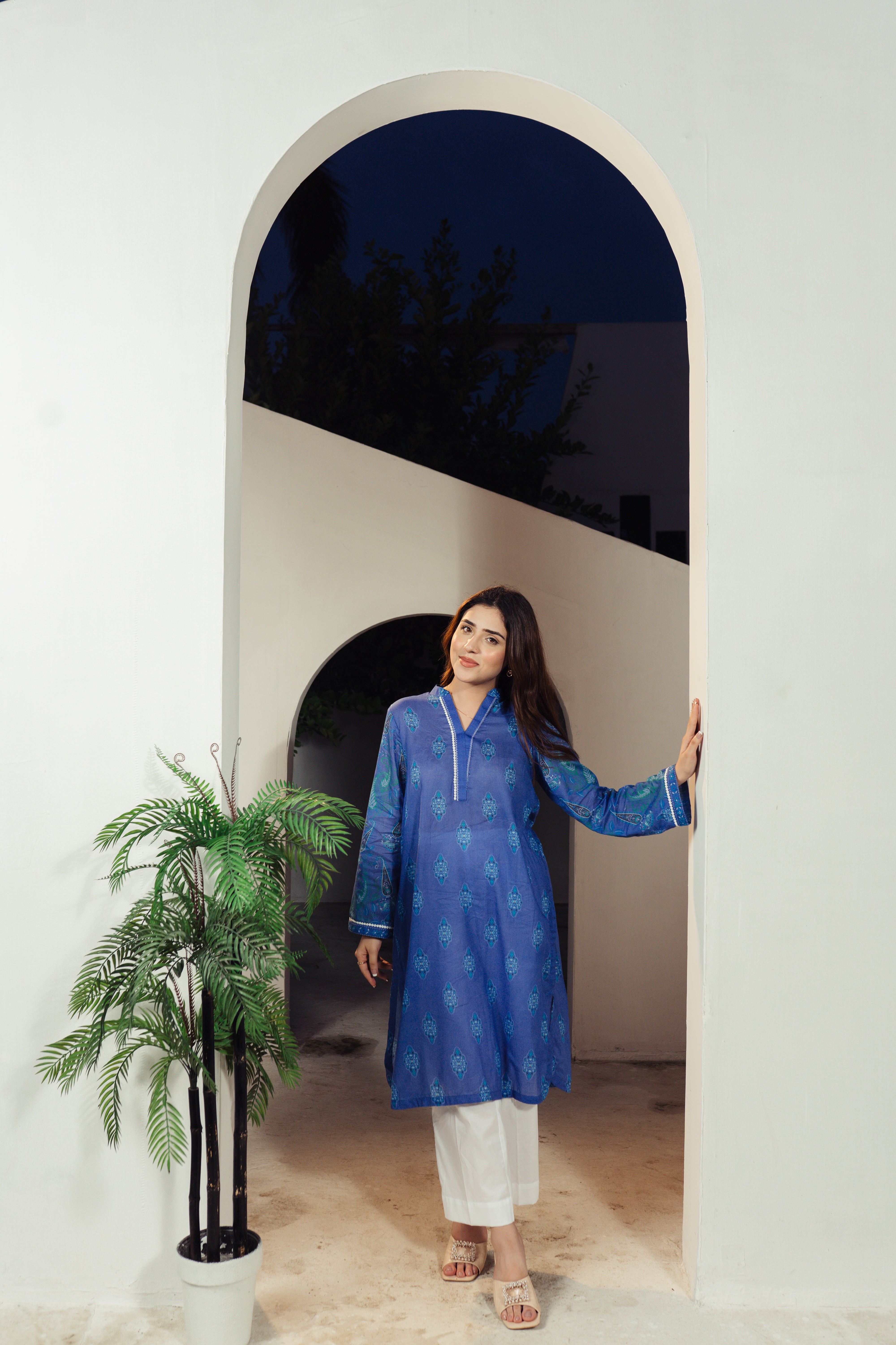 Azure Elegance Printed Shirt
