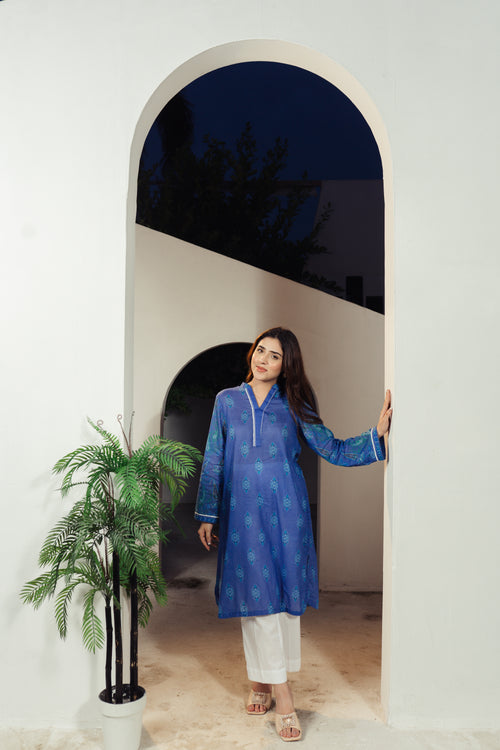 Azure Elegance Printed Shirt