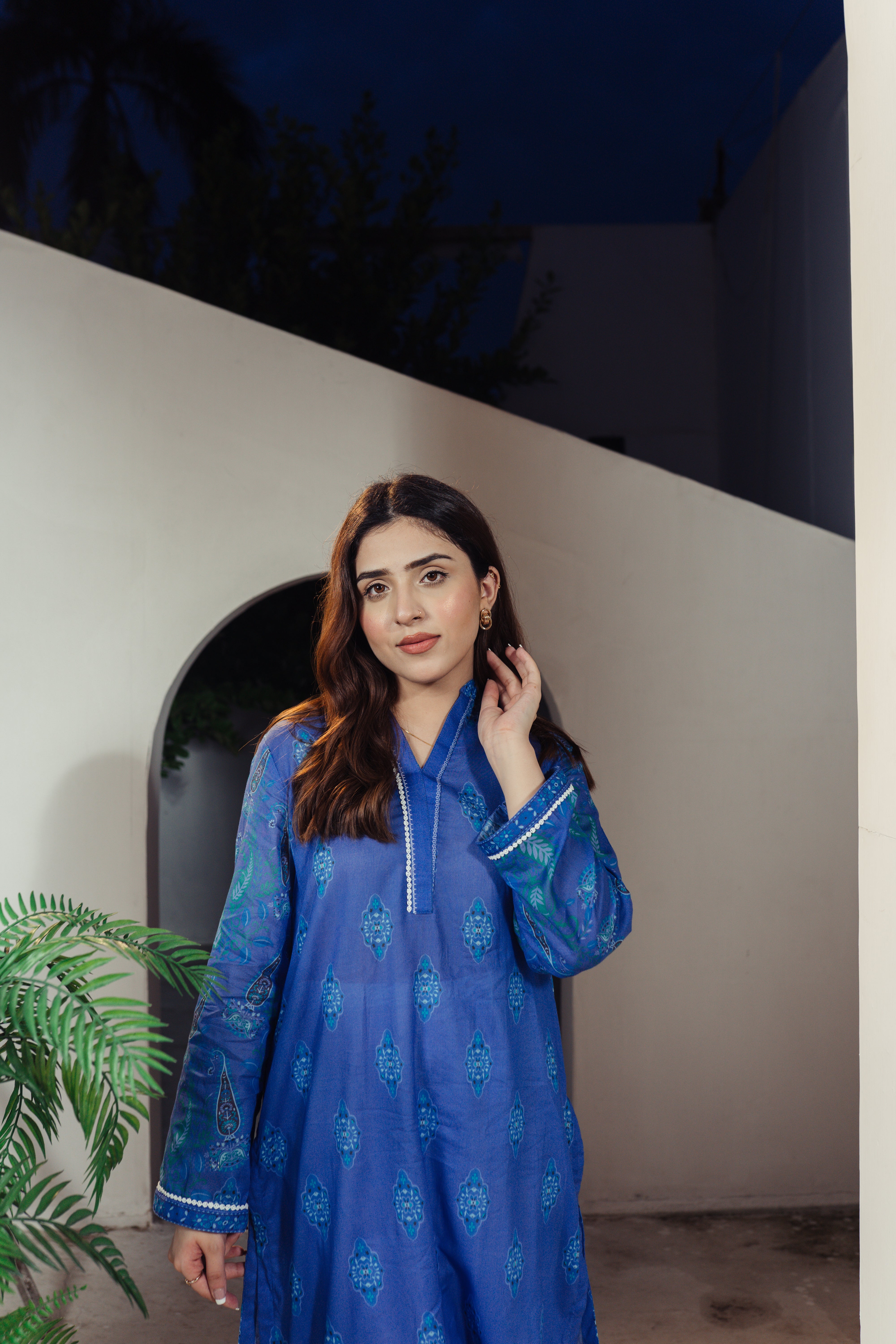 Azure Elegance Printed Shirt