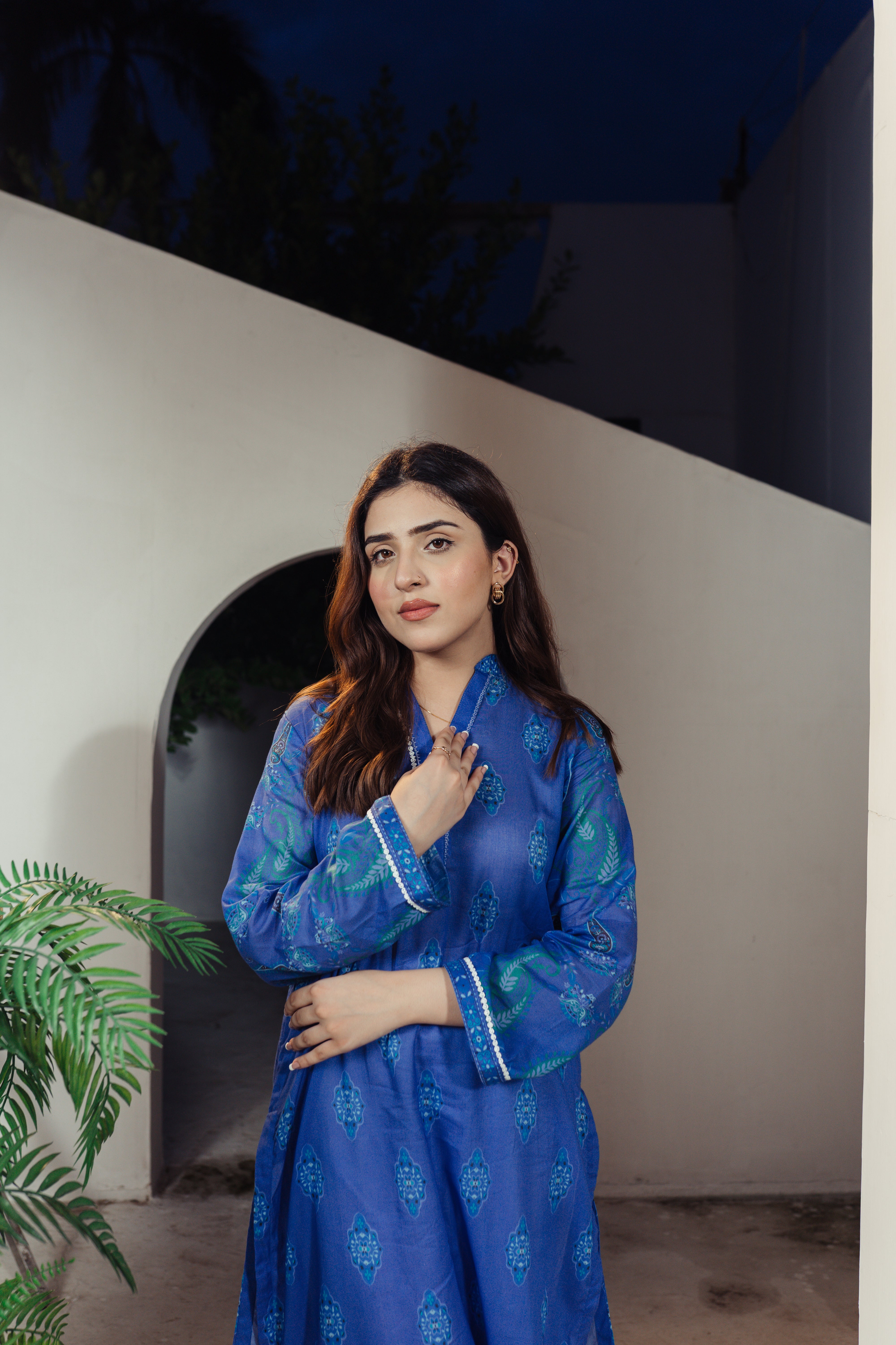 Azure Elegance Printed Shirt