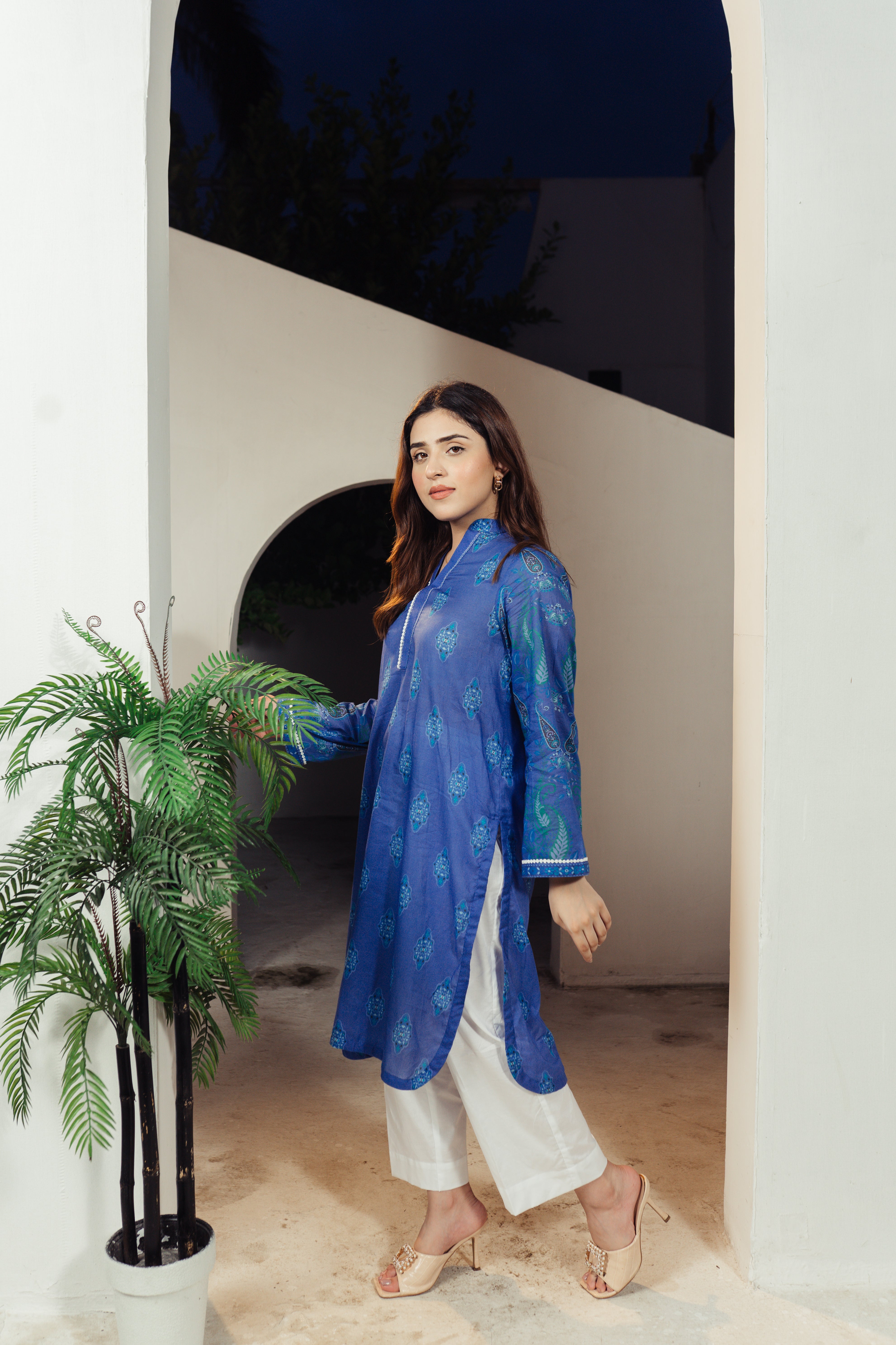 Azure Elegance Printed Shirt