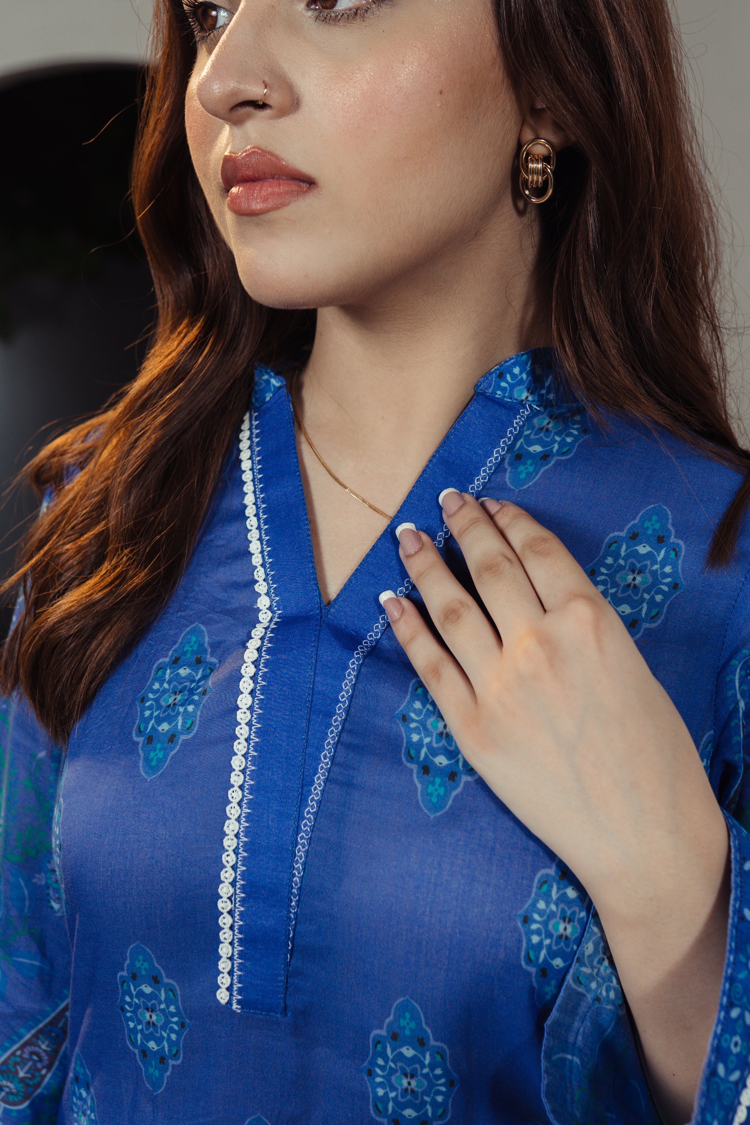 Azure Elegance Printed Shirt