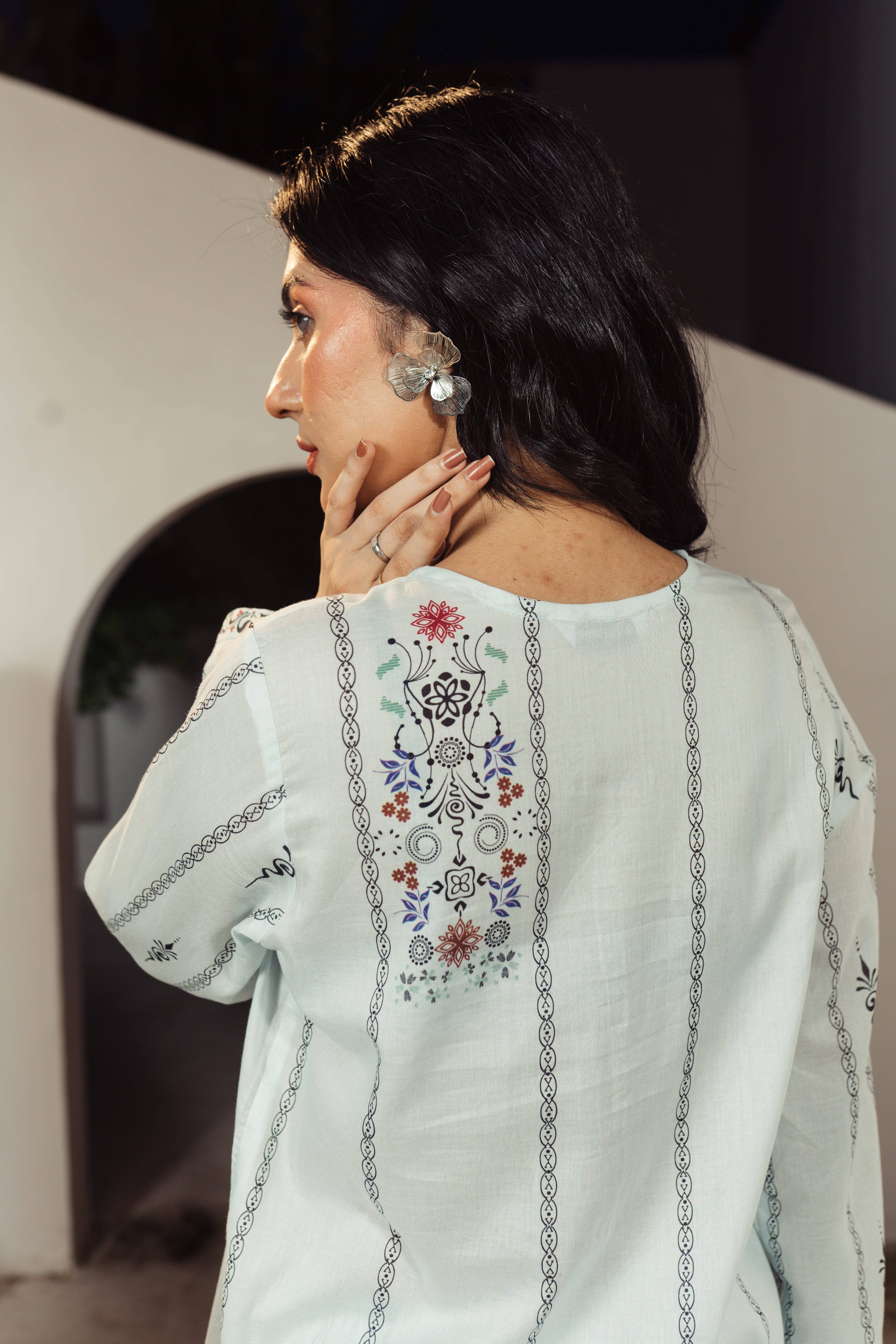 Ornate Ivory Printed 2pcs