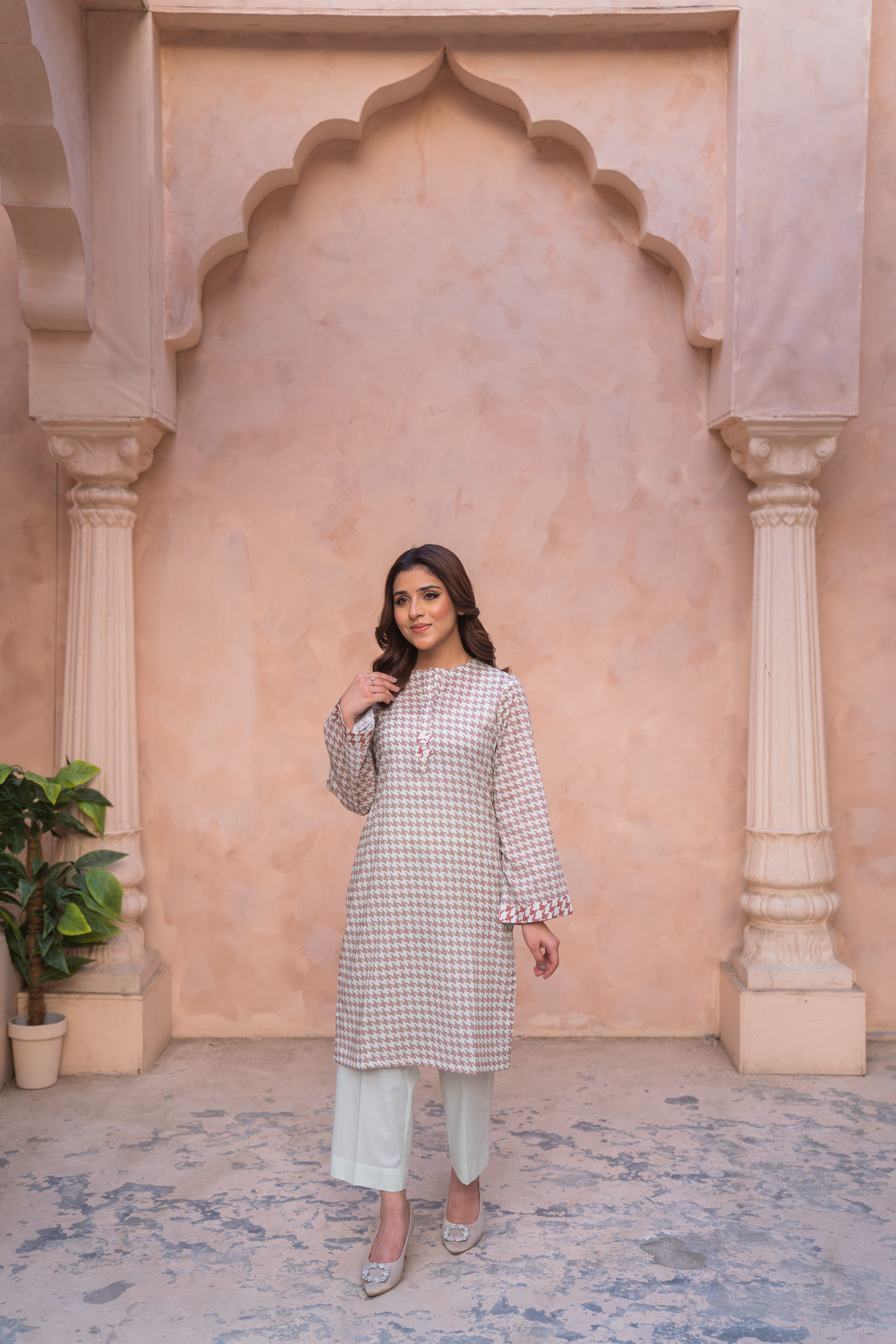 Tweed Weave Printed 2Pcs