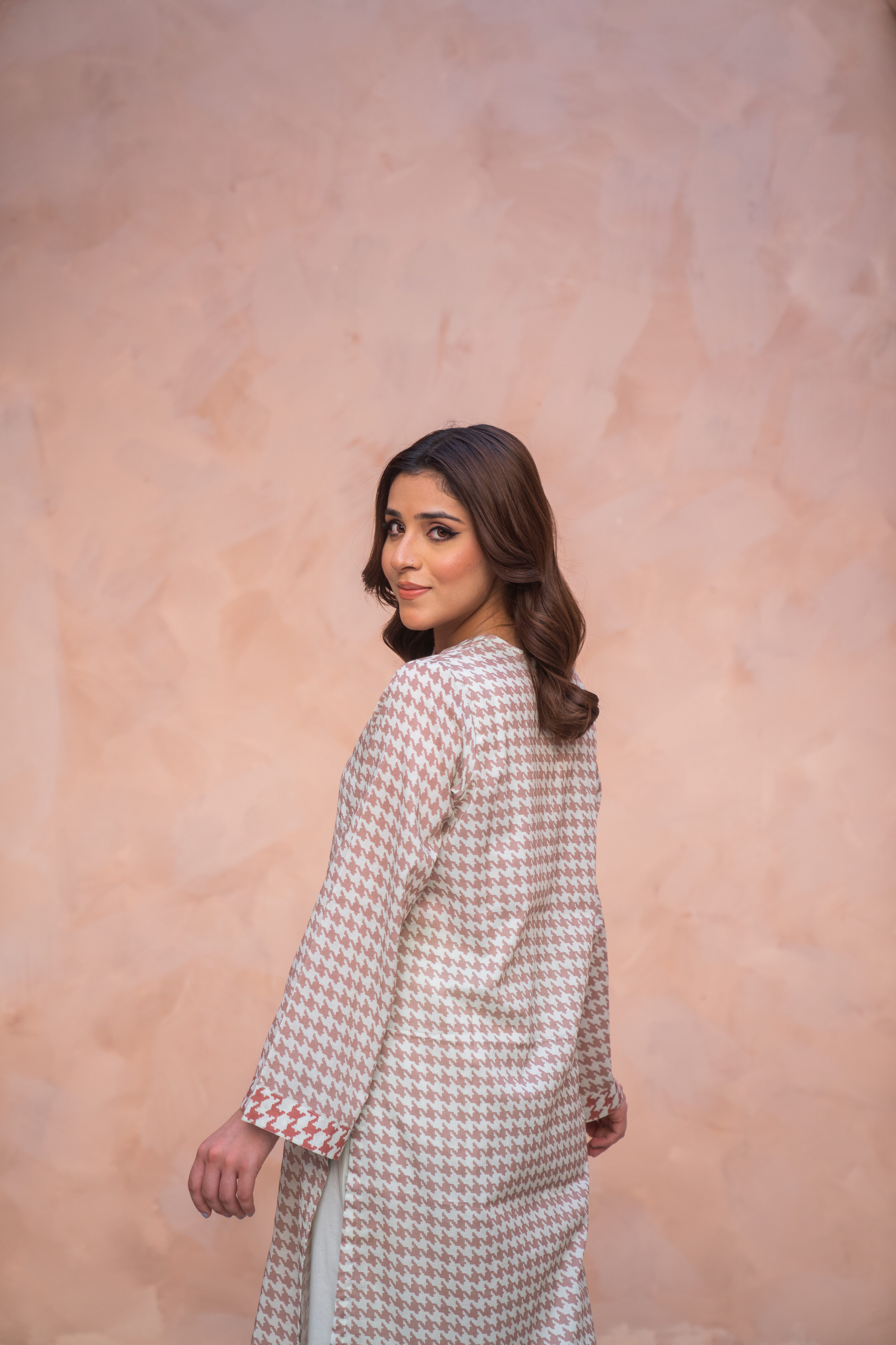 Tweed Weave Printed 2Pcs