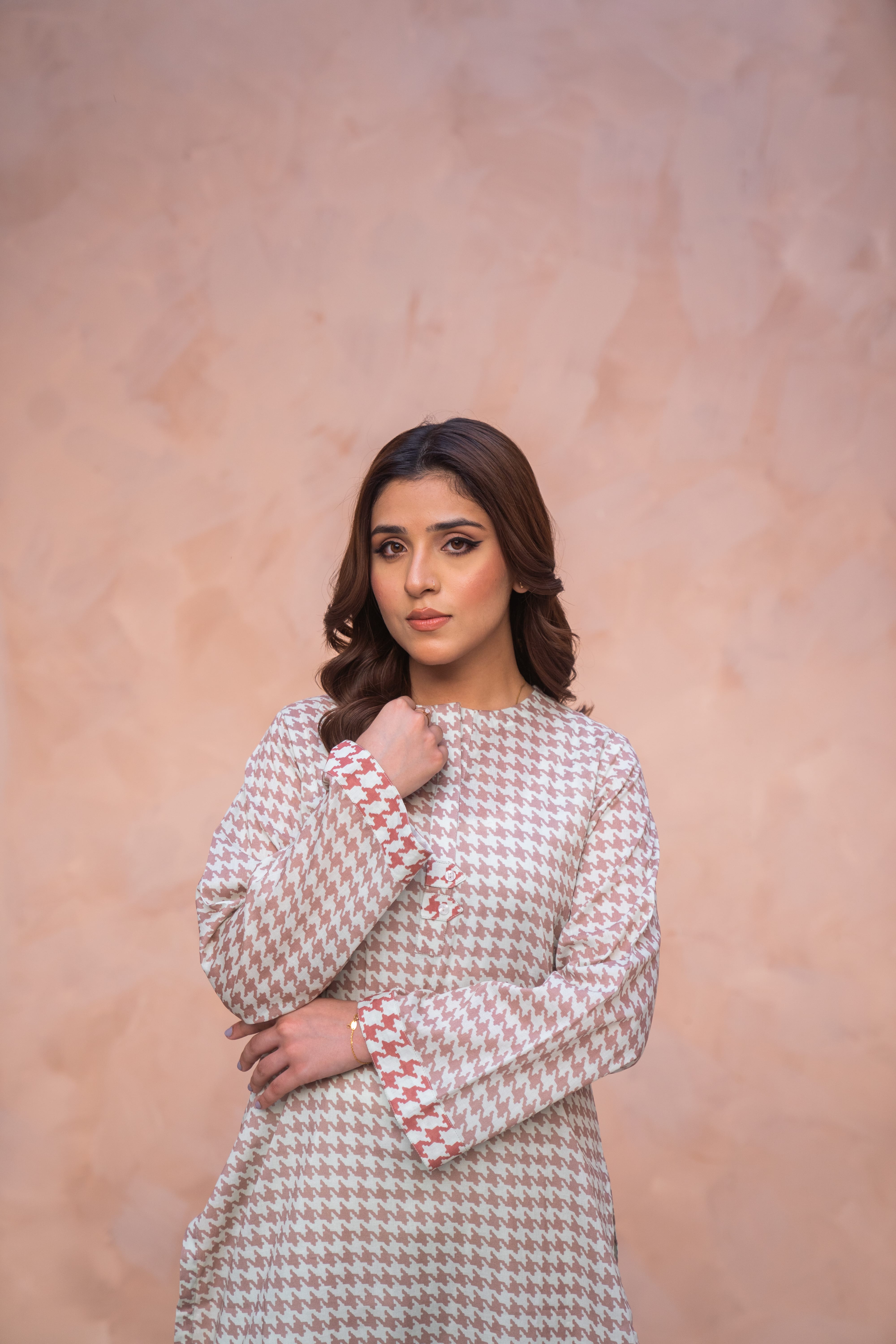 Tweed Weave Printed 2Pcs
