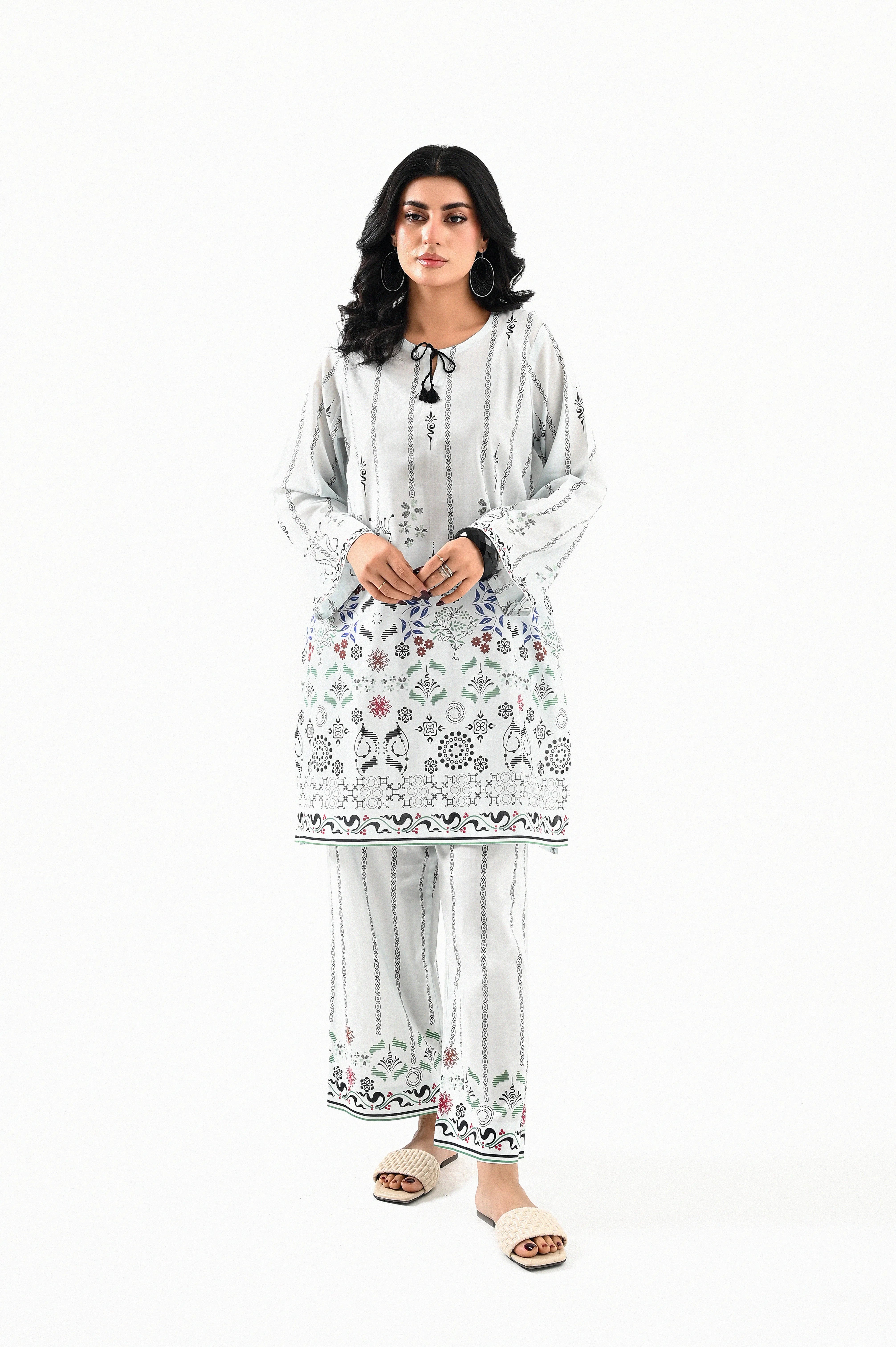 Ornate Ivory Printed 2pcs