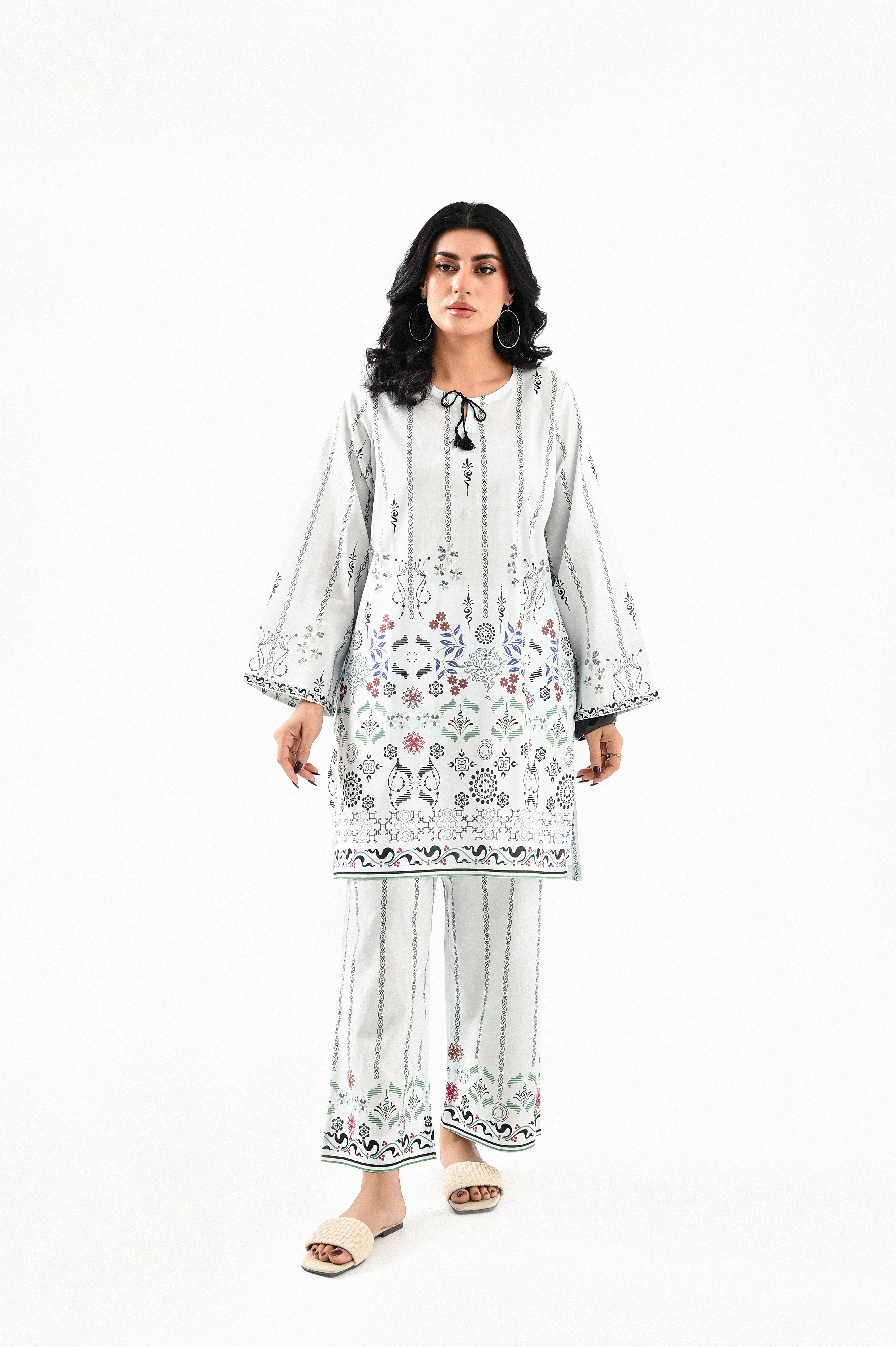 Ornate Ivory Printed 2pcs