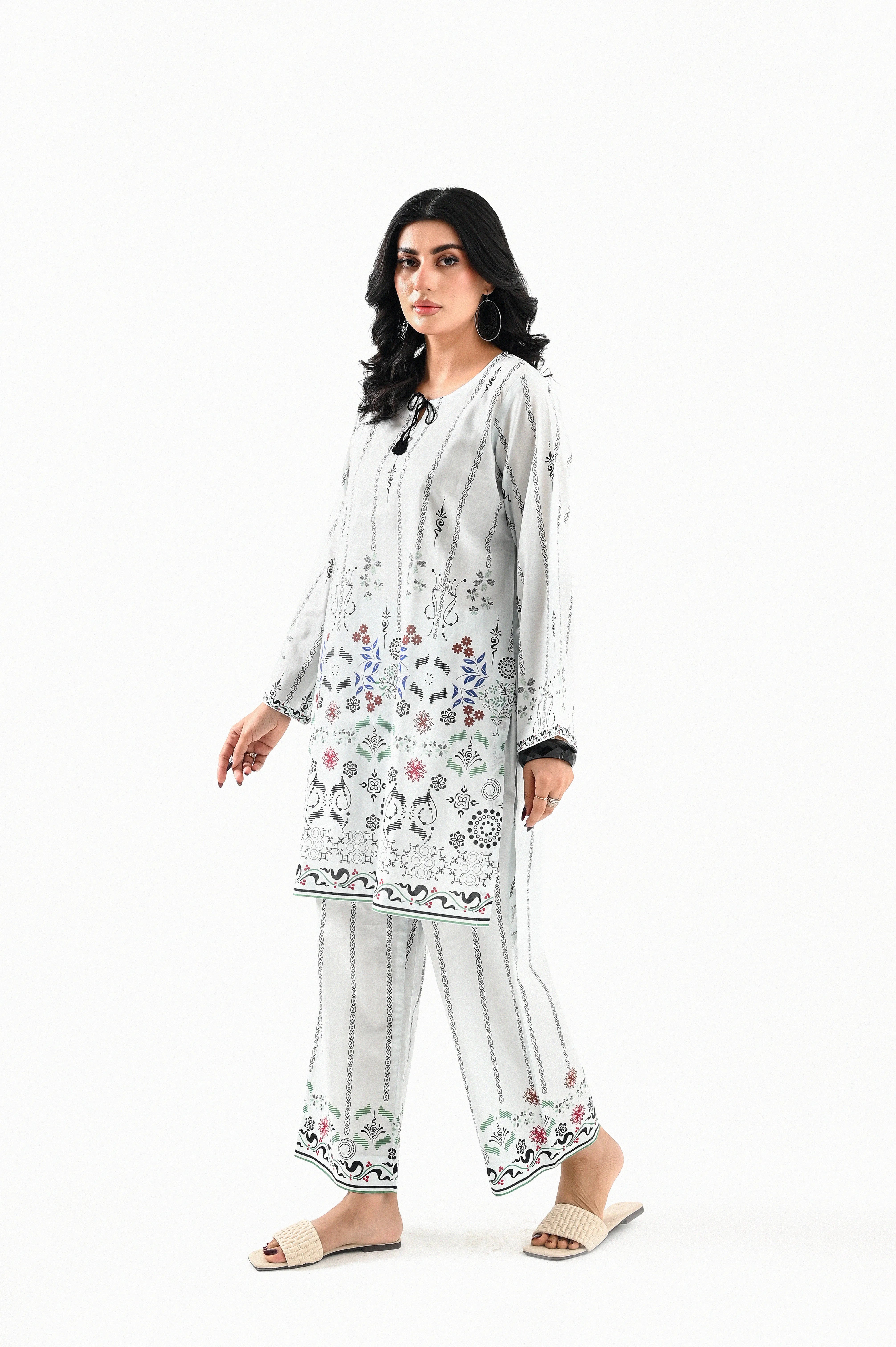 Ornate Ivory Printed 2pcs